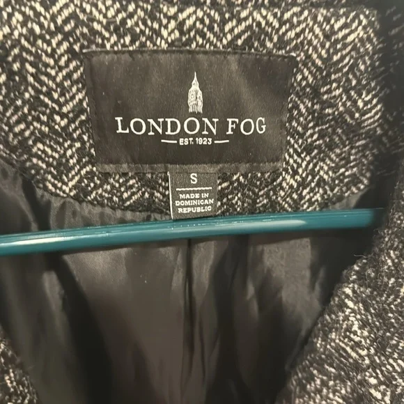 London Fog black gray wool blend classic peacoat Medium overcoat - Picture 2 of 2